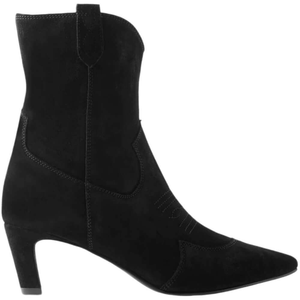 Mint Velvet Black Suede Western Ankle Boots